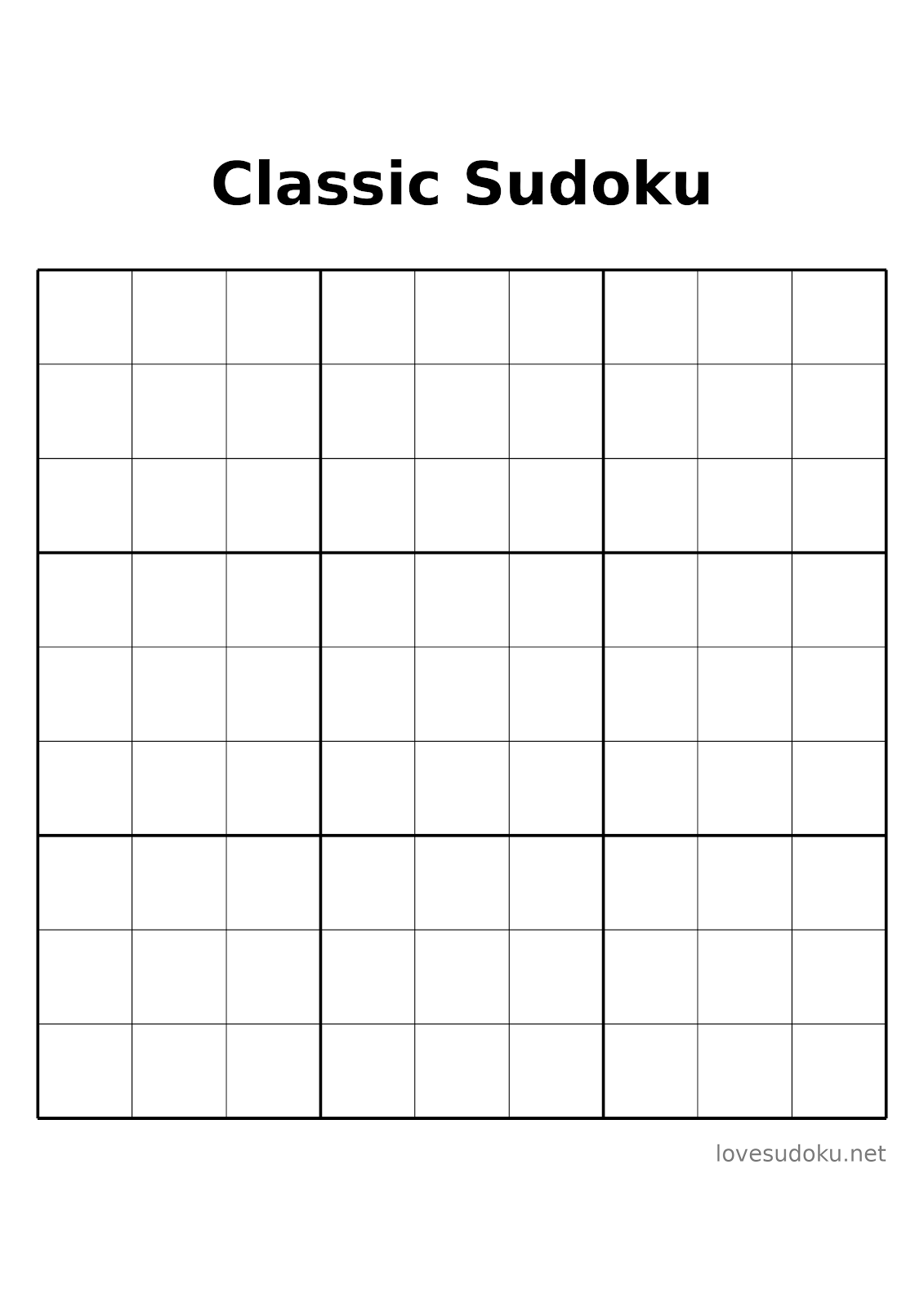empty sudoku grid